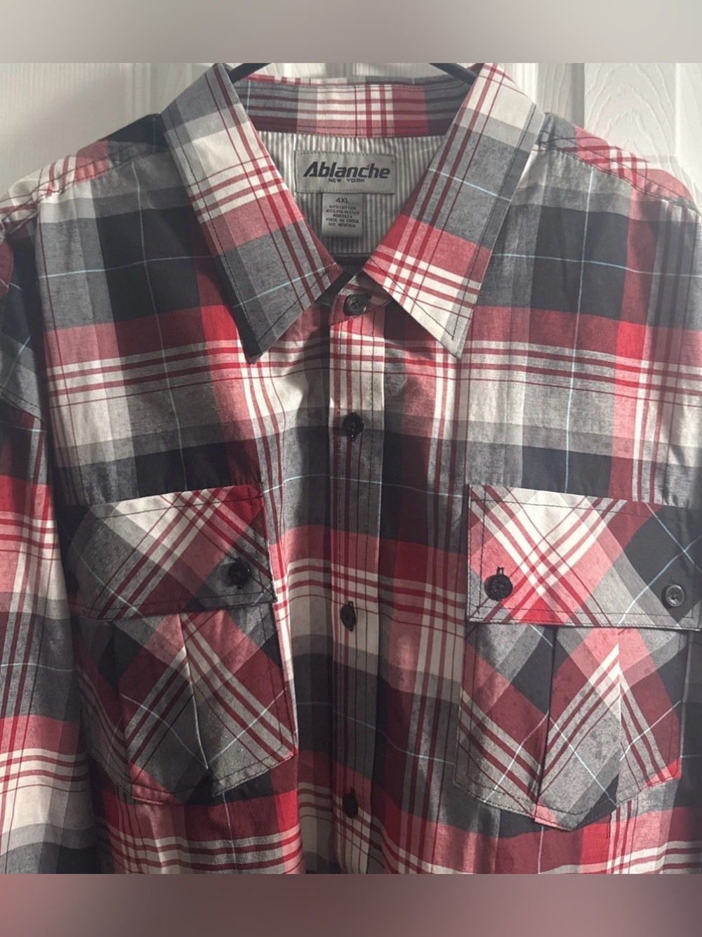 Red & Black Plaid Men's Button-Down Shirt